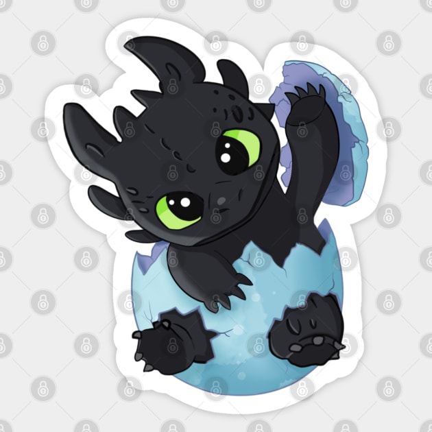 Baby Toothless the dragon in egg, Easter egg, how to train your dragon, night fury Sticker by PrimeStore